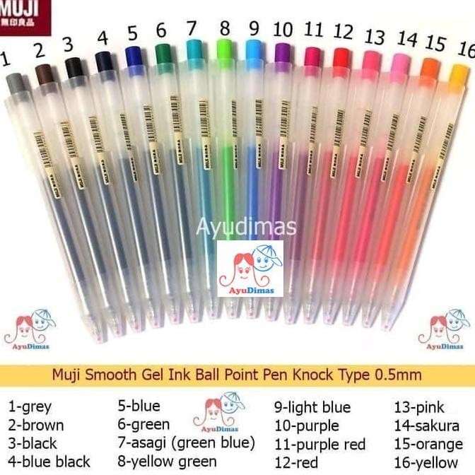 

PROMO! Muji Smooth Gel Ink BallPoint color Pen Knock Type - pulpen 0,5