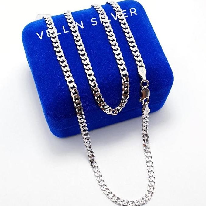 Kalung Perak Pria 925 Asli Silver Lapis Emas Putih - Kalung Sisik Naga GJ