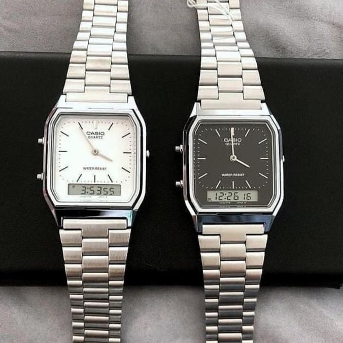 Jam Tangan Pria Wanita Casio Original Rantai Double Time Terbaru HS