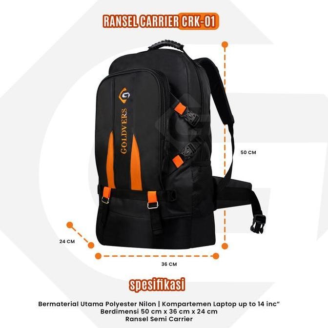 Tas Ransel Pria Carrier Goldvers Backpack 50L Gunung Hiking Travel Bag HS