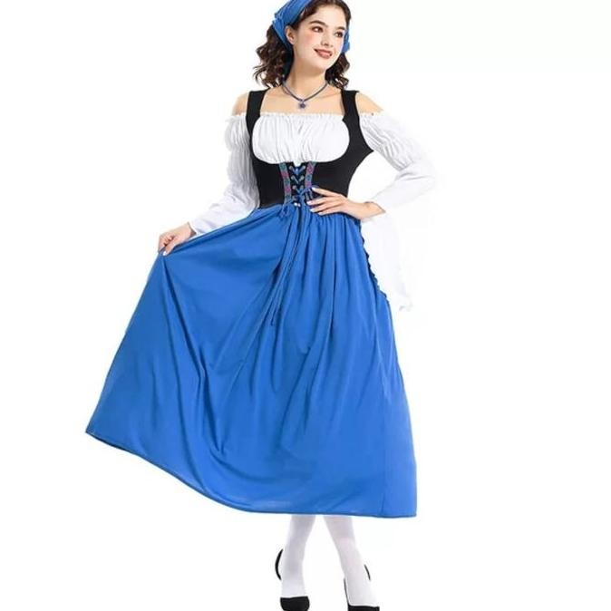 ''Terlaris" Bavarian Octoberfest Germany Costume Adult Woman Halloween Midi Dress Murah