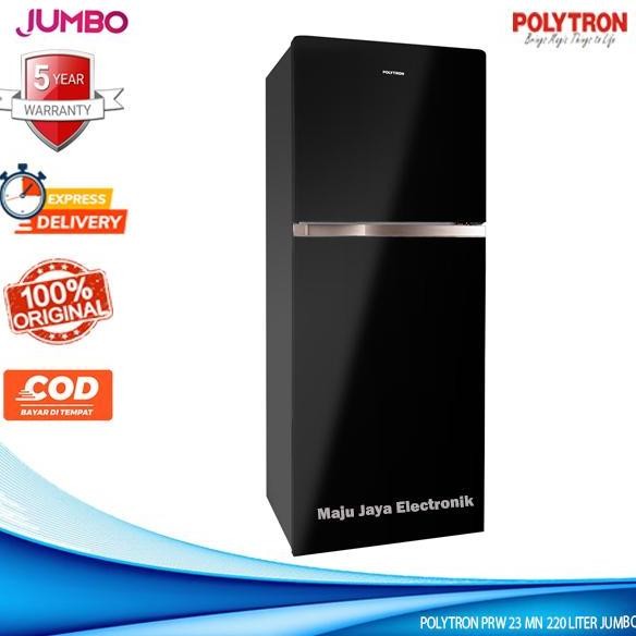 TERMURAH - Kulkas 2 Pintu Polytron 23 MN Belezza Jumbo Pintu Kaca 220 Liter