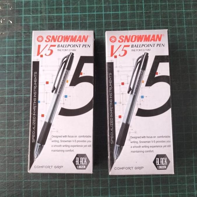 

Pulpen Snowman V5 Hitam BALLPOINT PEN FINE 0.7 MM 1 LUSIN