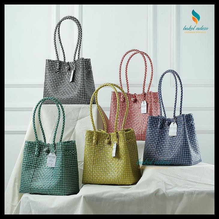 Tas Tote Belanja Pasar Tas Anyaman Jali Jali Plastik Rajut Belanja Harga Promo