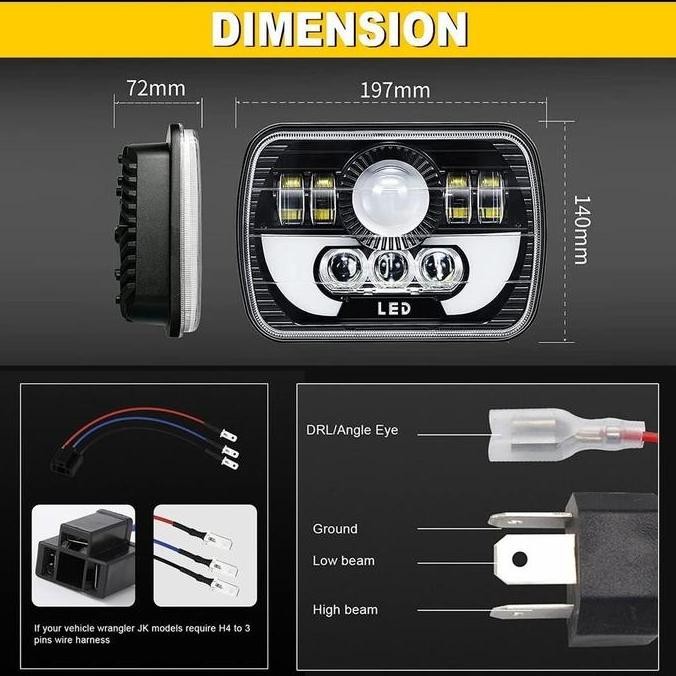 5 X 7 " Led Lampu Daymaker / 120W / 20000Lm / Lampu Depan Led Persegi Kotak / Jeep Katana Feroza Taf