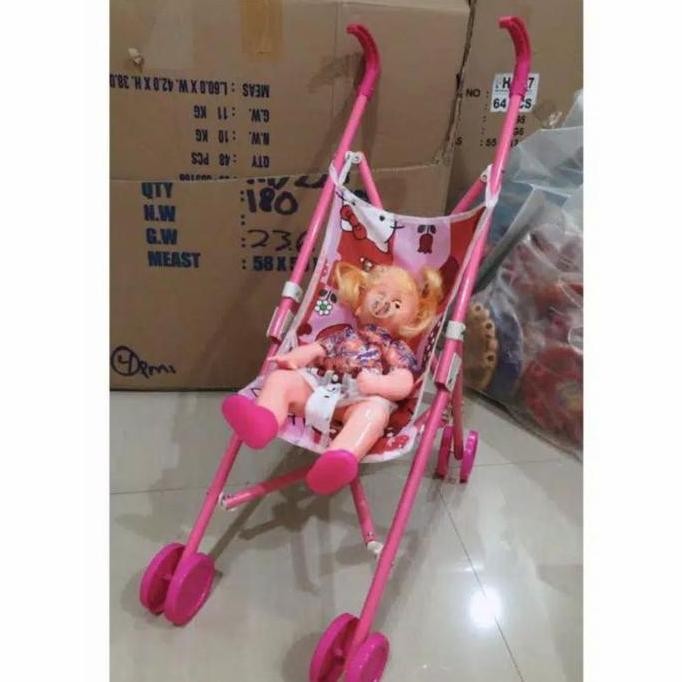 Mainan Dorongan Stoller Bayi + Boneka bisa nangis (Stoller Besar) SS