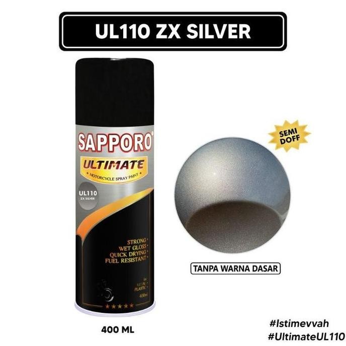 Ul110 Zx Silver Sapporo Ultimate 400Ml Cat Semprot Spray Paint Pylox Pilok Pilox Cat Warna Motor Mob