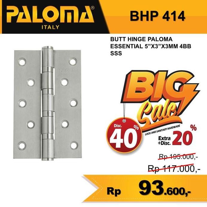 Engsel Pintu 5 inch 3mm PALOMA Stainless BHP 414
