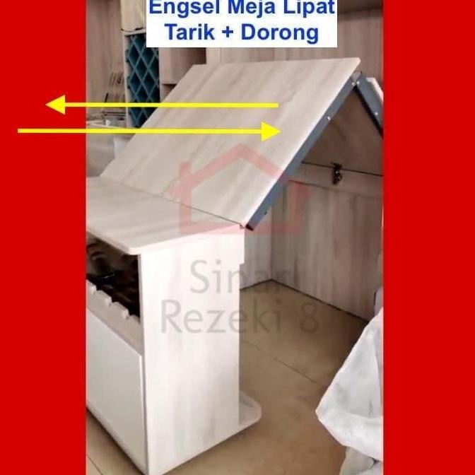 Engsel Meja Lipat Tarik + Roda / Folding Up Lemari Meja Hemat Ruangan