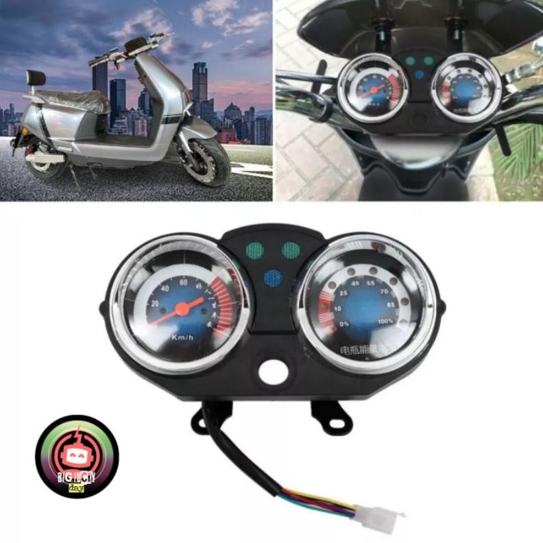 Premium Speedometer + Indikator Baterai Analog Display Sepeda Listrik Motor Listrik 48V - 60V Speedo