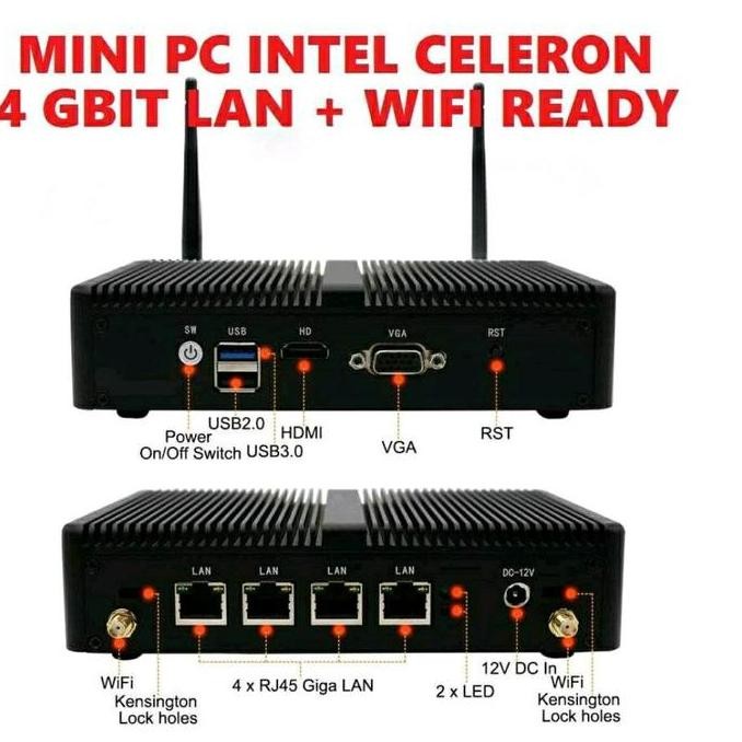 Mini Pc Celeron Quad 4 Lan Pfsense Sophos Clearos Firewall Utm Router New Stok