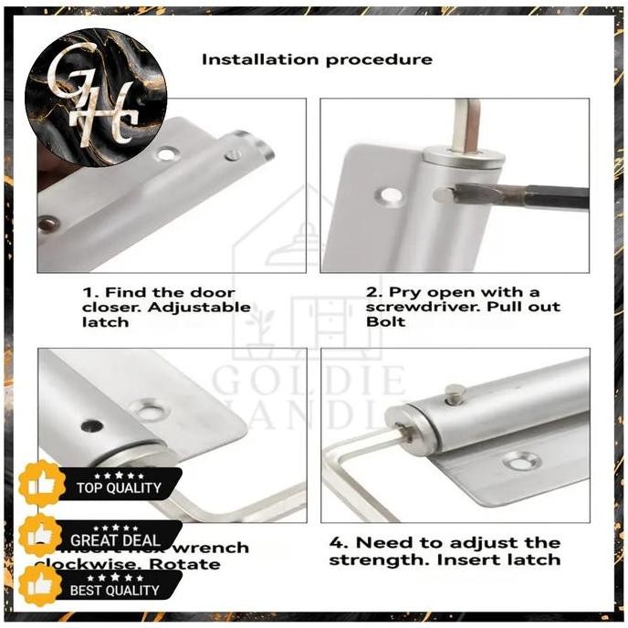 Penutup Pintu Otomatis Engsel Pintu Per Stang Door Closer Aluminium Door Closer Pintu Household mura