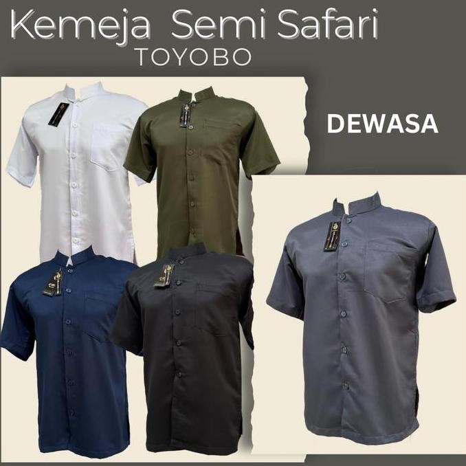 baru  Kemeja Semi Safari Bali / Baju Koko Lengan Pendek Dewasa