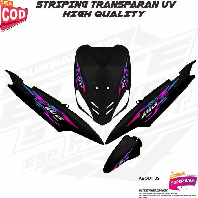 STRIPING TRANSPARAN YAMAHA MIO SPORTY/MIO SMILE STICKER VARIASI MOTIF THAILAND TERBARU KEREN Motor M