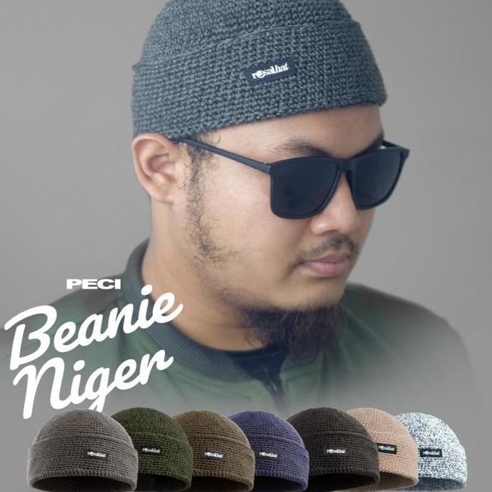 baru  Peci Rajut Tebal Beanie Niger Rosal Beaniehat Topi Kupluk Sholat Gaul Rosalhat Dewasa Pria Mus