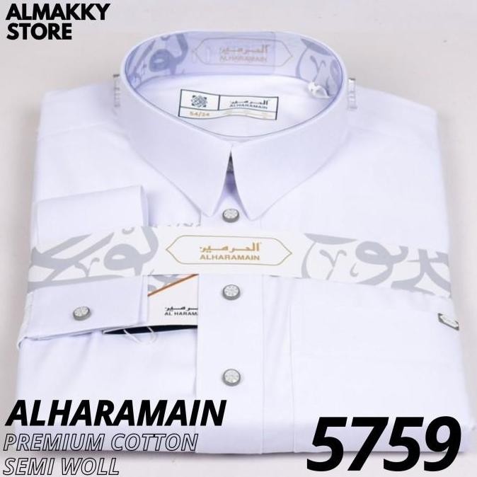 baru  JUBAH AL HARAMAIN 5759 PREMIUM SERIES KATUN SEMIWOLL - Gamis Pria Putih Kemeja Premium Zafeer