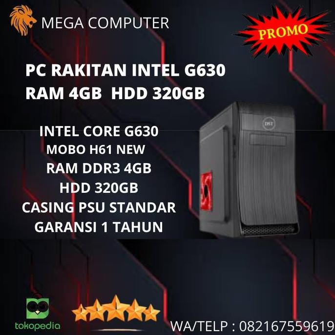 Pc Rakitan Intel G630 Ram 4Gb Hdd 320Gb New Stok