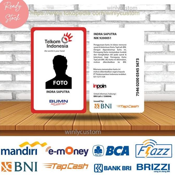 

READY E-Money Emoney Etoll MANDIRI BRI BNI ID CARD Telkom Kartu Nama -2 SISI NEW