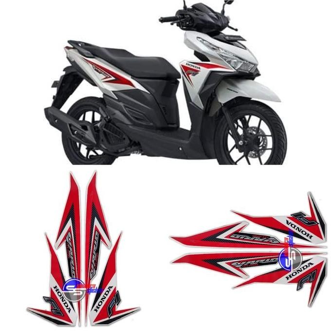 Striping Stiker Motor Honda Vario Led Old 125 Fi 2015 2016 Putih Merah Fullset Motorcycle