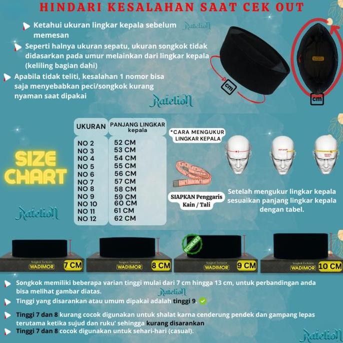 baru  Peci Songkok Wadimor AC Tinggi 7 8 9 10 Kopeah Laki Hitam Pria Size Anak Dewasa Kopiah Sekolah