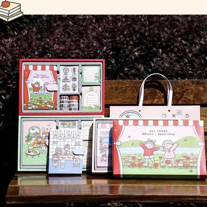 

READY cute diary book set korea style cute stickers set buku catatan harian NEW