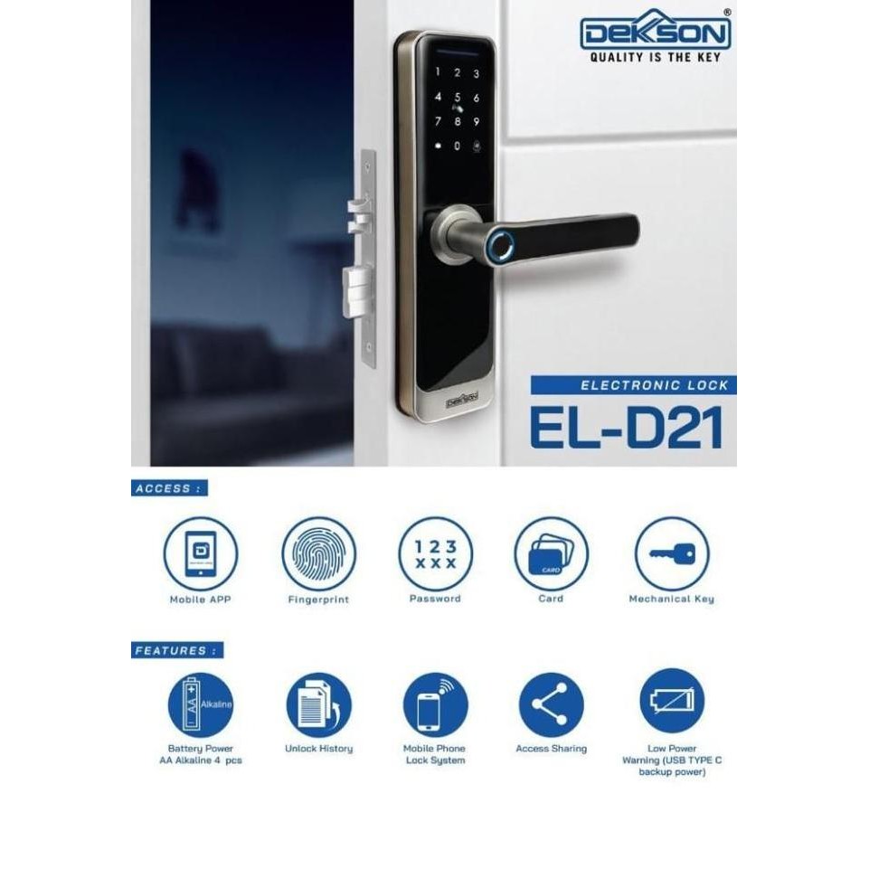 Electronic Lock Dekkson El D21 Black / Kunci Digital Smart Lock Dekson