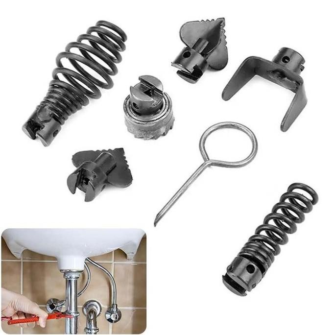 7pcs Adaptor Kepala Drain Cleaner Machine Pembersih Pipa Mampet Drain Cleaner Machine Head Cutter