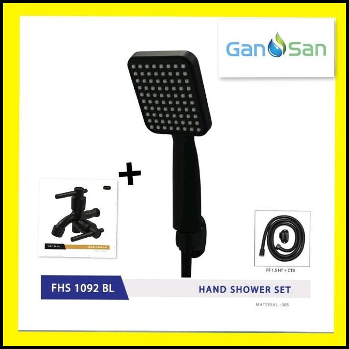 Paket Shower Set Hitam + Kran Shower Cabang