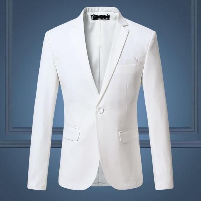 ready BLAZER PRIA SLIMFIT FULL WHITE - BLAZER KERJA pRIA WARNA PUTIH NIKAYU TWIST ORIGINAL High Kain