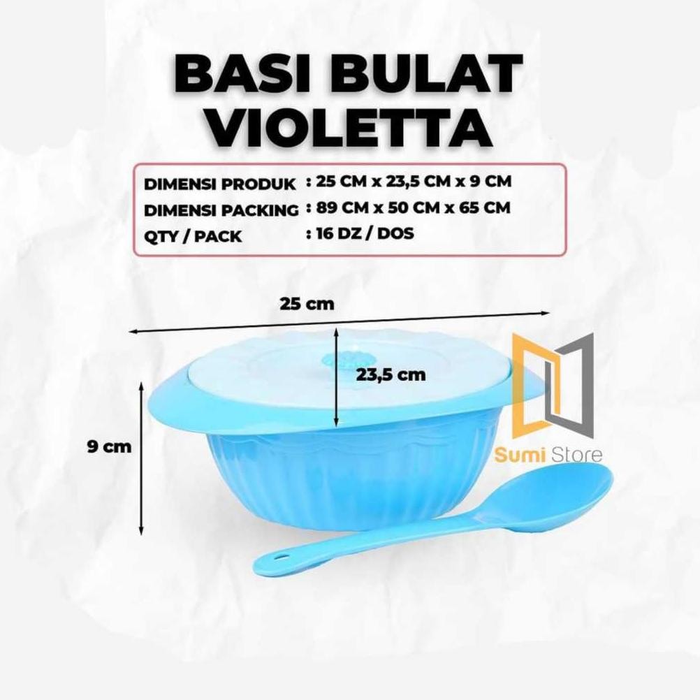 [3 & 6 Pcs] Basi Violetta Bulat / Basi Prasmanan Bulat/ Basi Prasmanan Plastik Bulat Ready