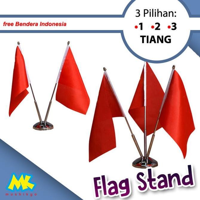 

V - Stand Tiang 1/2/3 Bendera Meja - Stainless Steel Flag Pole