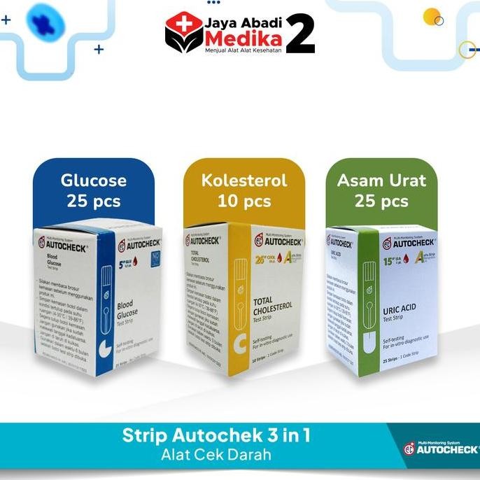 TERBARU - autocheck 3 in 1 strip gula kolesterol asam urat original autocheck
