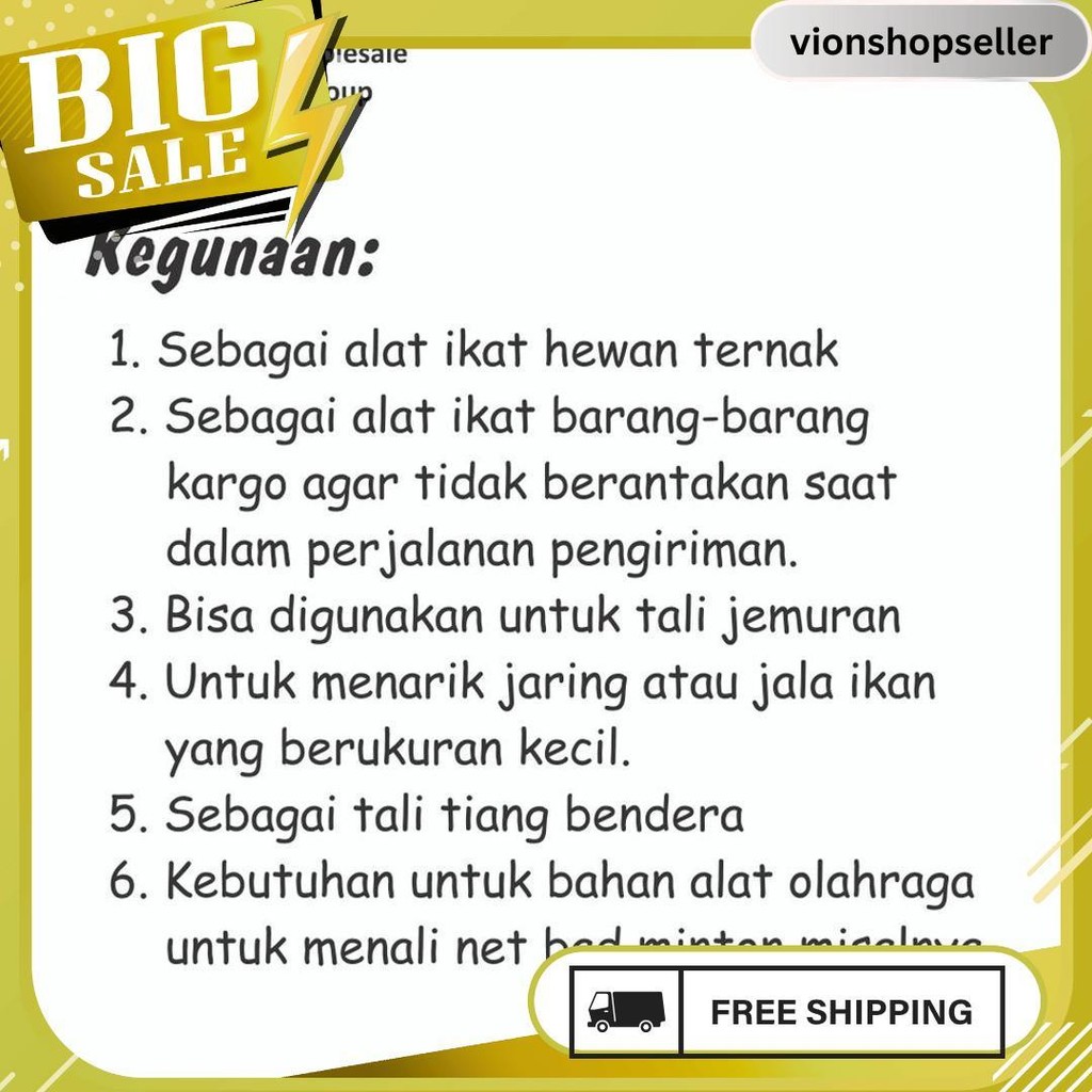 

Tali Tampar Ukuran 4Mm Panjang 220 Meter Gratis Ongkir
