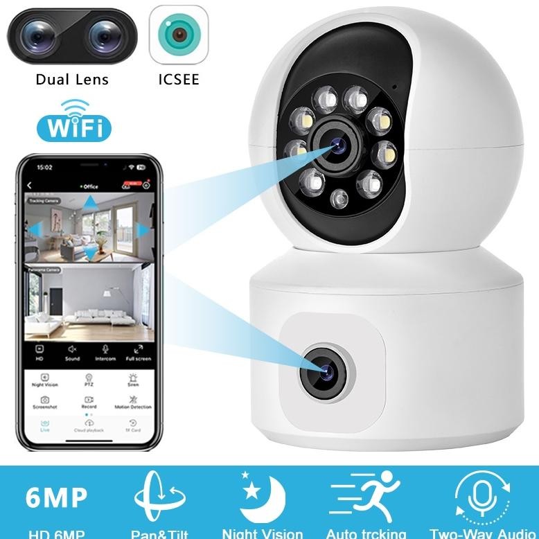 NEW HOTSmart Indoor IP Camera Wifi CCTV 8MP Dual Lens PTZ Waterproof HP Jarak Jauh [terbaik][terlari