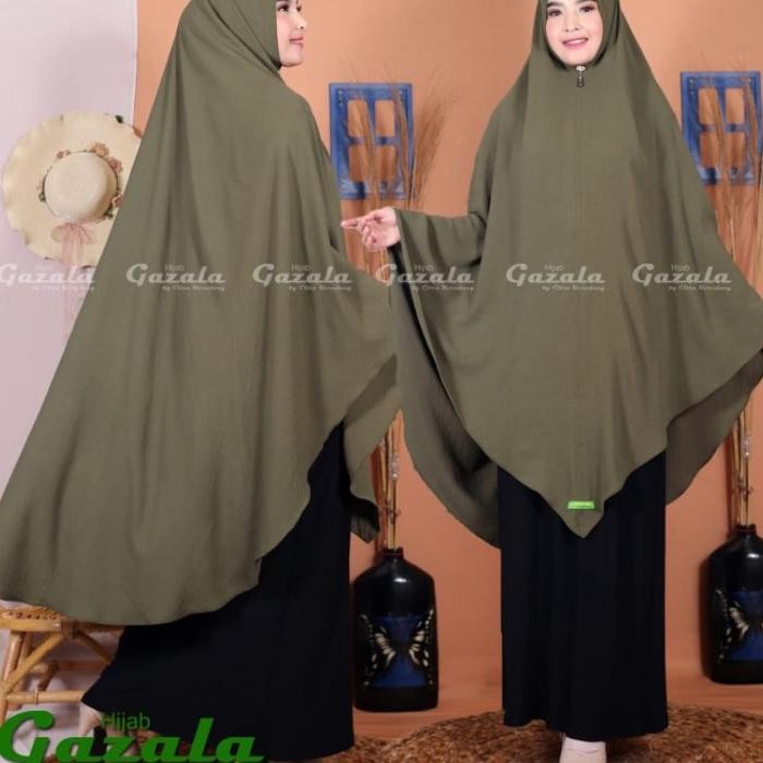 Khimar Crinkle Jumbo Nonpad El V Shape Jilbab Lancip Segita Runcing Bahan Crinkle Airflow Hijab Syar