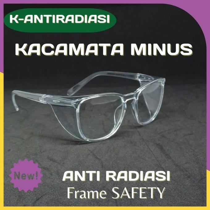 Kacamata Safety Lensa Minus Anti Radiasi Pria Wanita Kacamata APD Asli