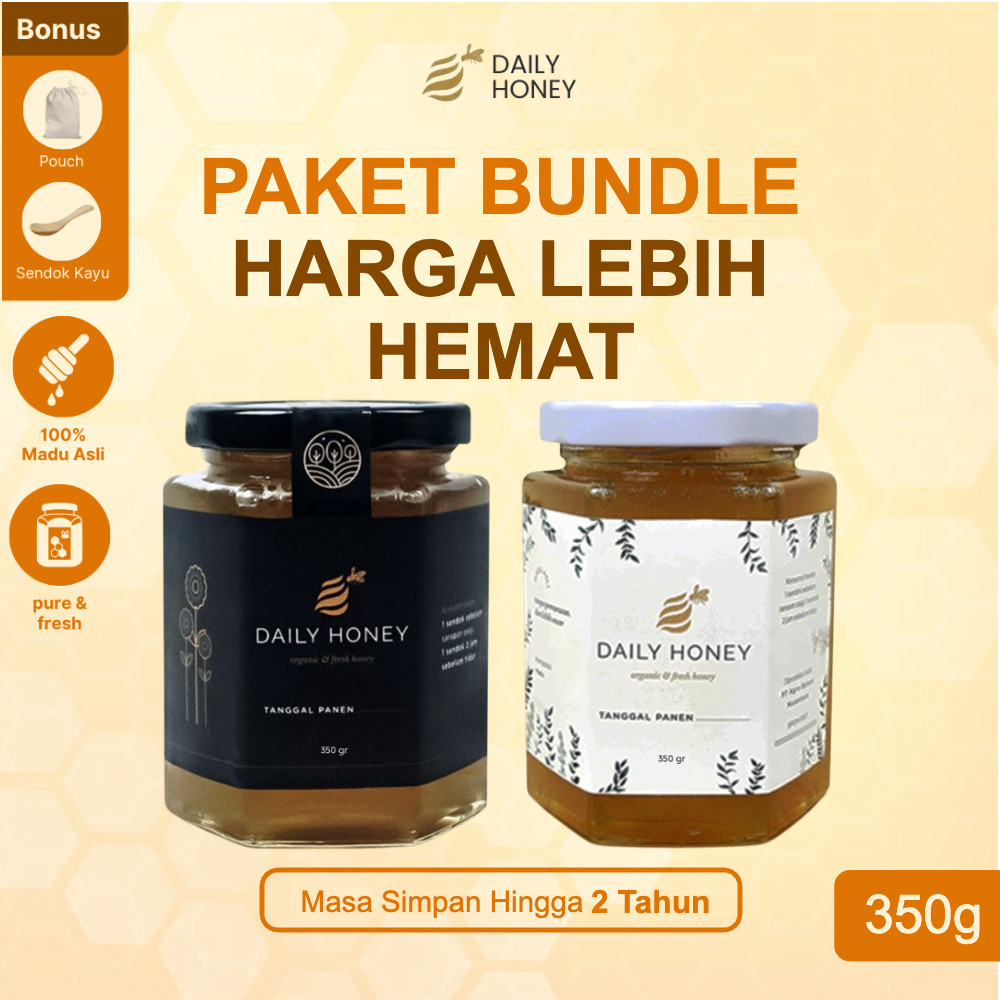 

[PAKET BUNDLE] Madu Organik 350gr + Madu Propolis 350gr - Lebih Hemat