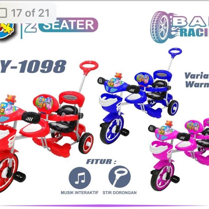 [BATORE] SEPEDA RODA 3 ANAK BONCENGAN ROYAL KEMBAR
