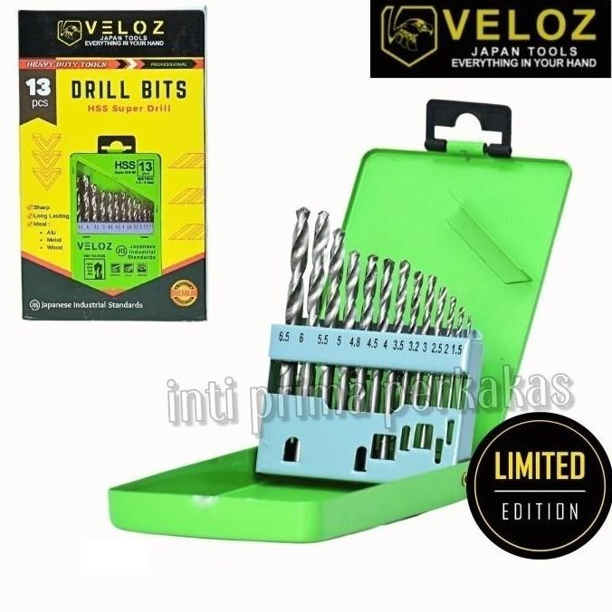 MATA BOR BESI SET 13 PCS BAHAN HSS MERK VELOZ JAPAN KUALITAS TERBAIK