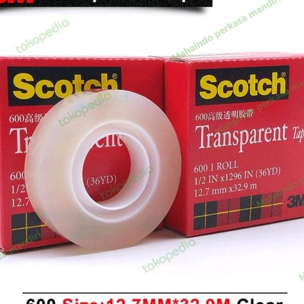 

3M Scotch 600 Transparent Tape Selotip Bening Lakban Bening Refill