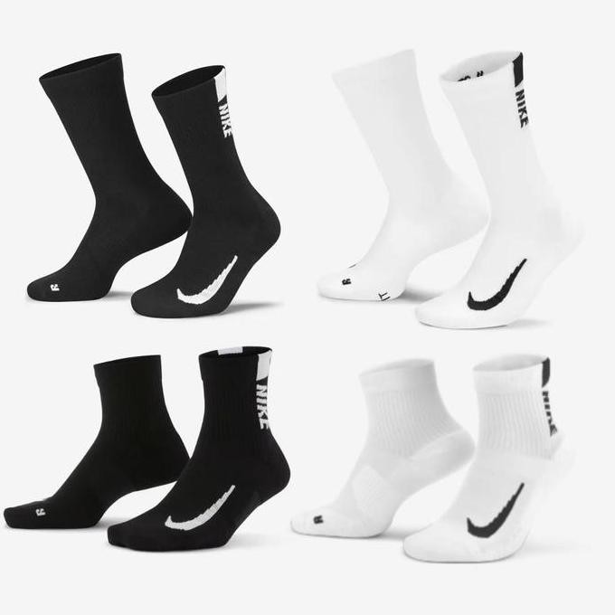 Kaos Kaki Lari Nike Multiplier Running Socks Black White Original