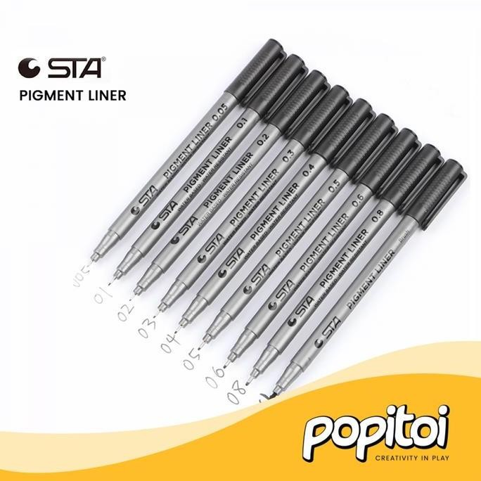 

Sta Pigment Fineliner Set 9 Pc Pena Pulpen Sketsa Gambar Highlight Doogle Lukis Micron