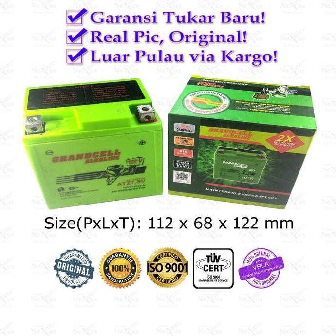 Aki Motor Alkaline Atz7.5V Gtz7 Ym5Z / 12V 5A Nmax Aerox Lexi Mt