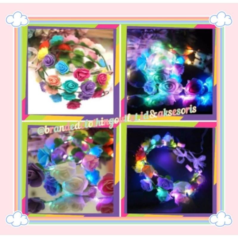 Pcs Bando Mahkota Bunga Led & Non  Led / Bando Bridal Shower / Bando Fashion Bunga Keliling  / Bando