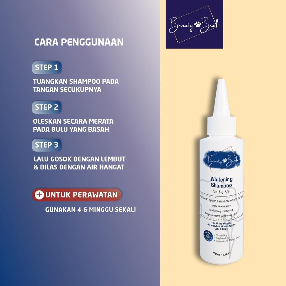 Premium Beauty Bomb Whitening Shampoo Bulu Putih Lebat Untuk Anak Kucing Anjing Sampo Ampuh Kulit Se