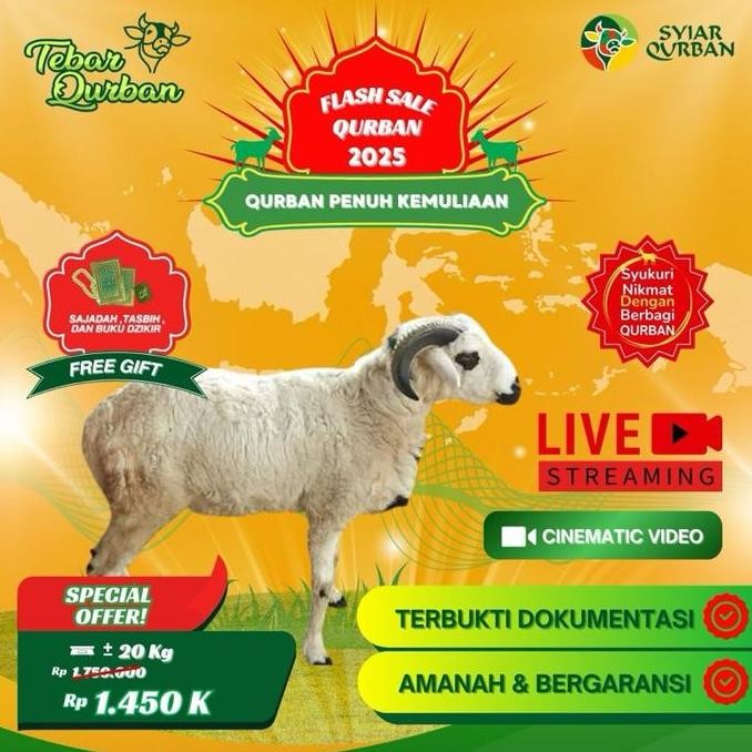 

Domba Kambing Qurban -+20Kg - Sale ! Full Penyaluran Hewan Qurban