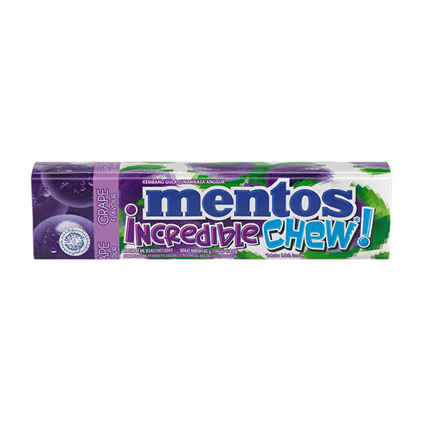 

MENTOS INCREDIBLE CHEW GRAPE 45 GR