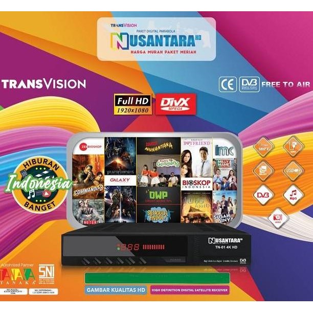 Terlaris Tanaka Digital Receiver Tn-02 4K Transvision Nusantara Hd Strawberry