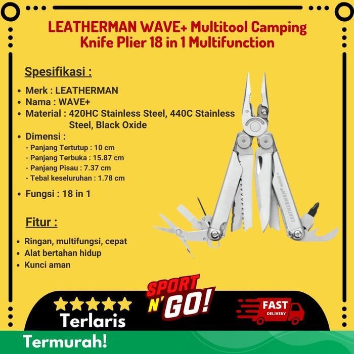 LEATHERMAN WAVE+ Multitool Camping Knife Plier 18 in 1 Multifunction