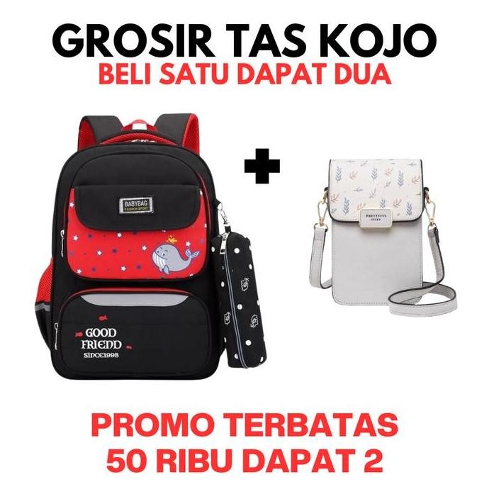 

Spesial Grosir Dapat 2 Tas Sekolah Untuk Anak Perempuan Anak Laki-Laki Sekolah Dasar Ransel Besar Nilon Kartun Cetak (Paus) + Bonus Mini Selempang Pouch